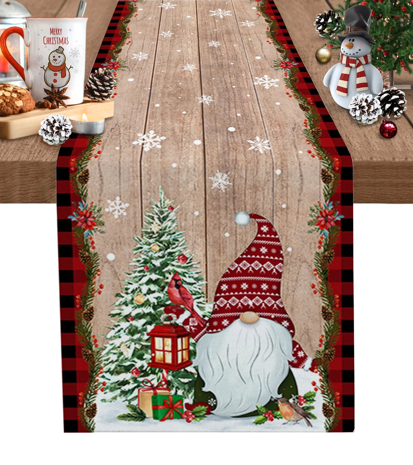 Christmas Christmas Tree Christmas Gnome Wedding Decorations Coffee Table Decor Tablecloth Table Kitchen Decorative Table Runner