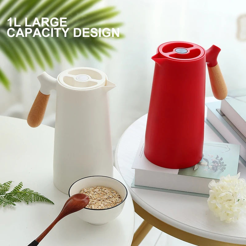 1000ML Insulation Kettle Hot Water Bottle With Handle Nordic Style Large Capacity Thermos Removable Teapot Household Coffee Pot