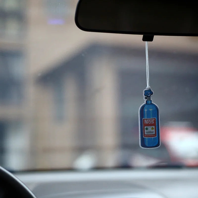 JDM Style Car Rear View Mirrow Pendent Air Freshener Solid Paper Piston Brake Wheel Rim Shock Absorber