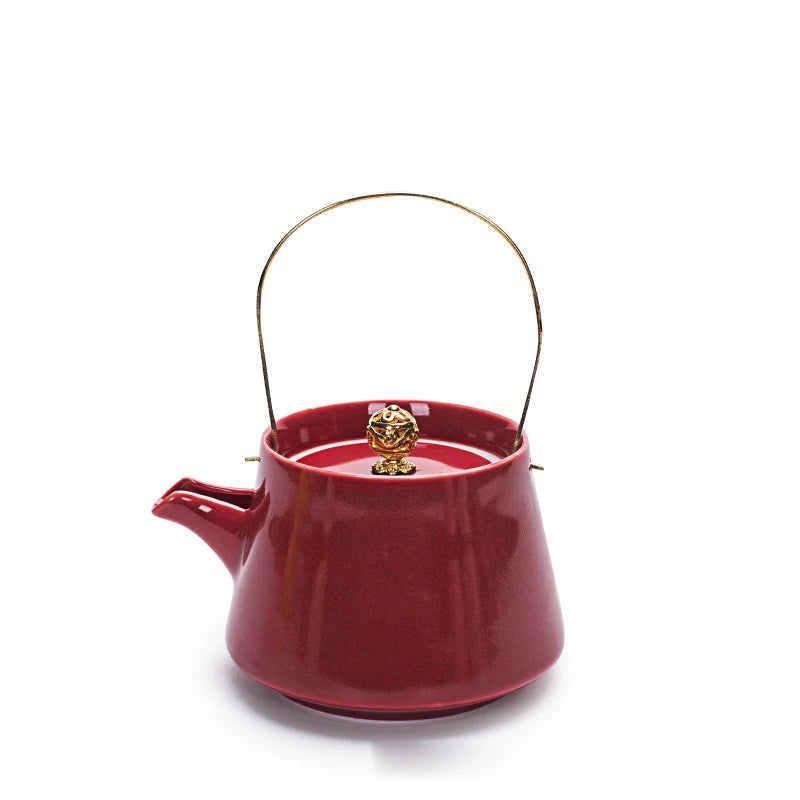 Celadon Ceramic Beam Tea Pot 240ml,Japanese-Style Tea Pot Pu'er Pot Household Tea Set Single Teapot Ceramic Flower Teapot Kettle