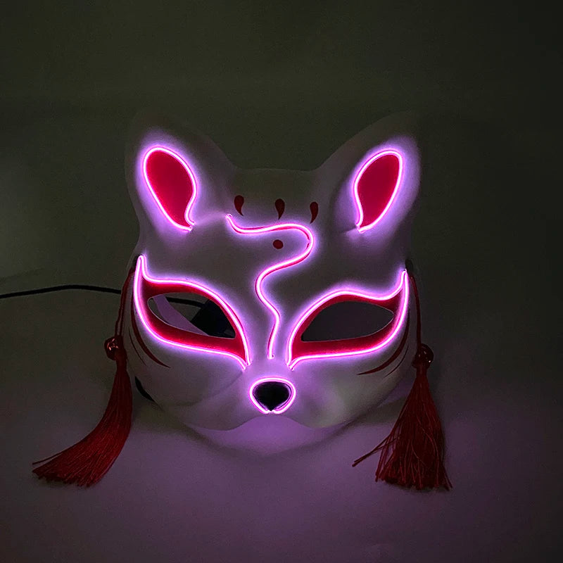 Halloween 10 Colors LED Neon El Wire Mask Cosplay Luminous Fox Mask Dance Party Dress Accessories