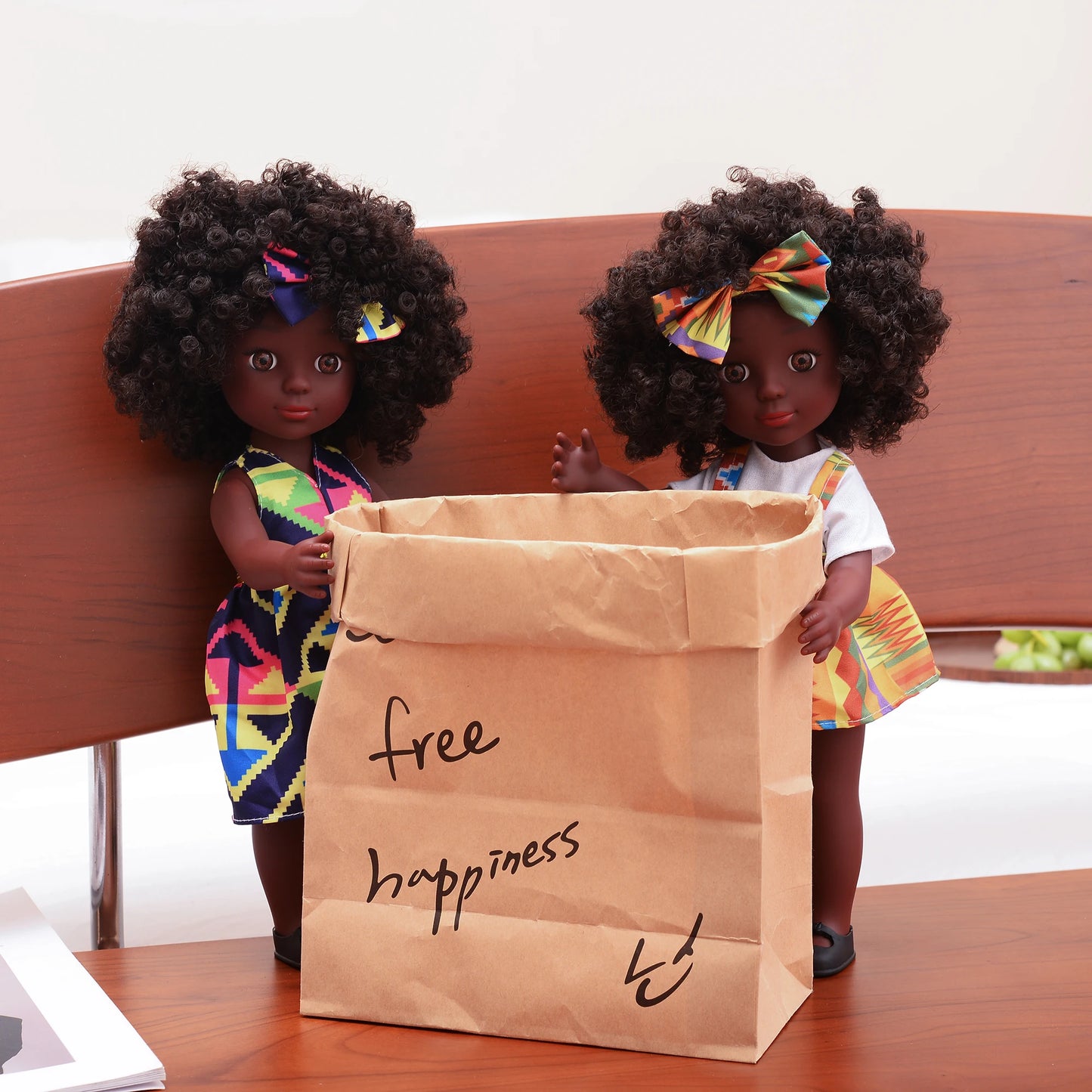One Piece 14 Inch American African Black Doll With Curly Hair - Perfect Gift for Girls on Birthday - Full Set Included