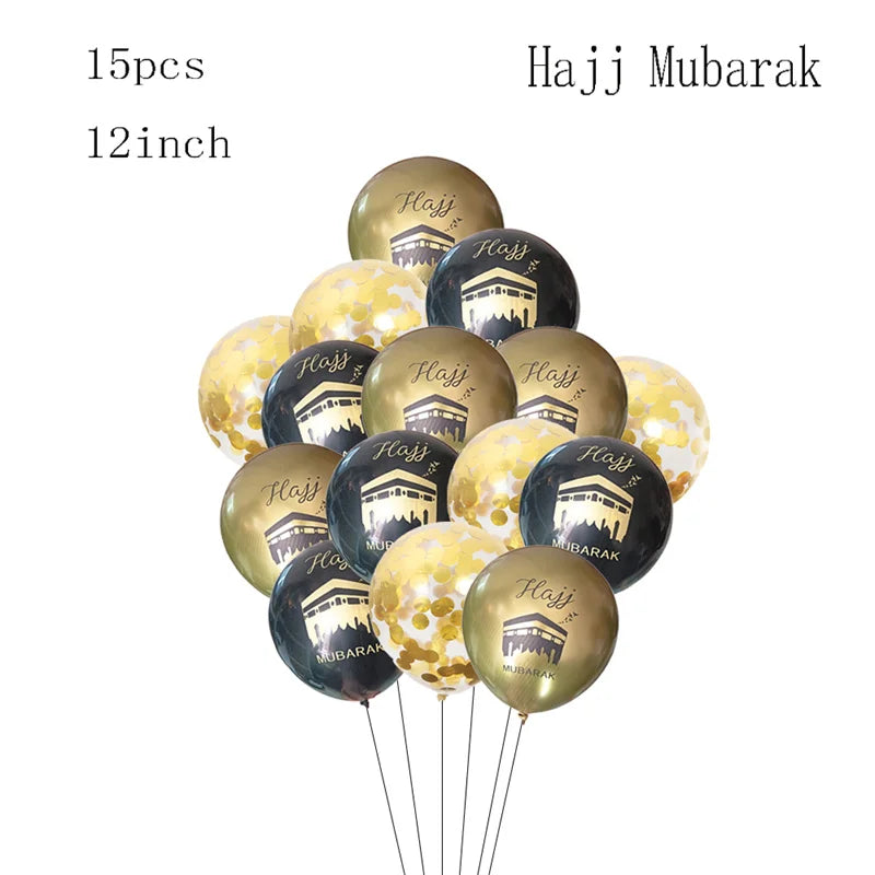 1Set Eid/Hajj Mubarak Latex Balloon Ramadan Kareem Decor Umrah Mubarak Muslim Islamic Hajj Festival Party Supplies 2025