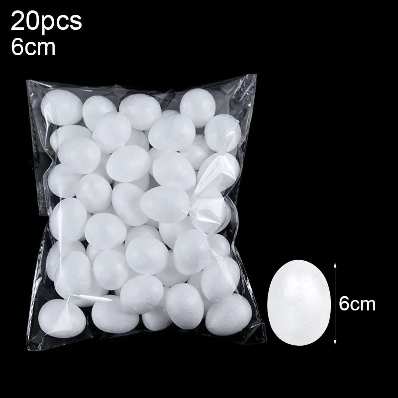 20pcs 3.5-9cm Painting Easter Foam Egg White Polystyrene Styrofoam Foam Egg Ball for Home Happy Eatser Party Decor DIY Kids Gift