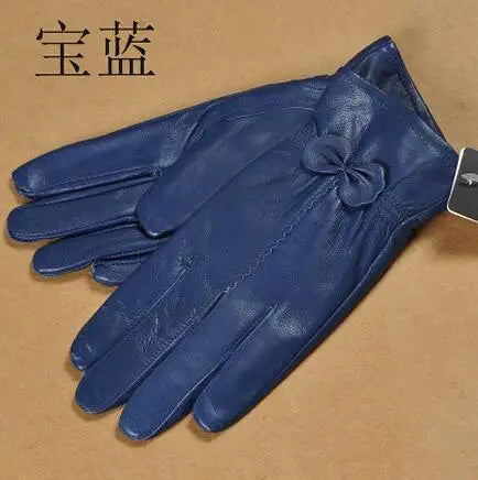 2020 Women's Genuine Leather Gloves Red Sheepskin Gloves Autumn and Winter Fashion Female Windproof Gloves