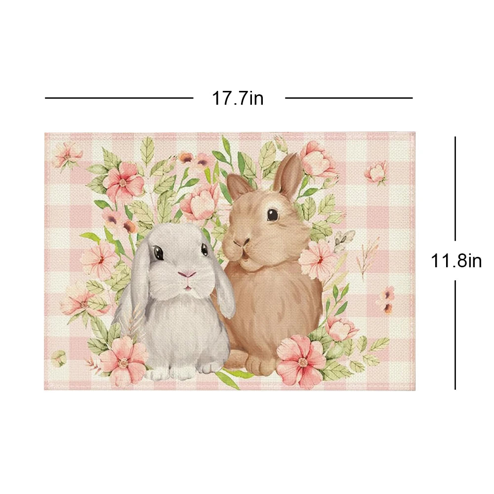 2024 Easter Bunny Table Runner Gnome Rabbit Party Decor Creative Tablemat Easter Placemat Table Decoration for Dining Home