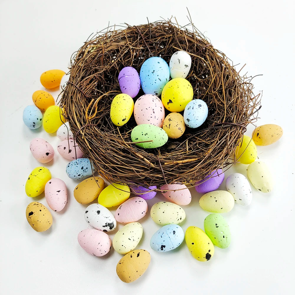 10-15Cm Easter Artificial Bird Nest Easter Eggs Natural Rattan Nest Eggs Storage Easter Decoration 2024 Kids Diy Craft Supplies