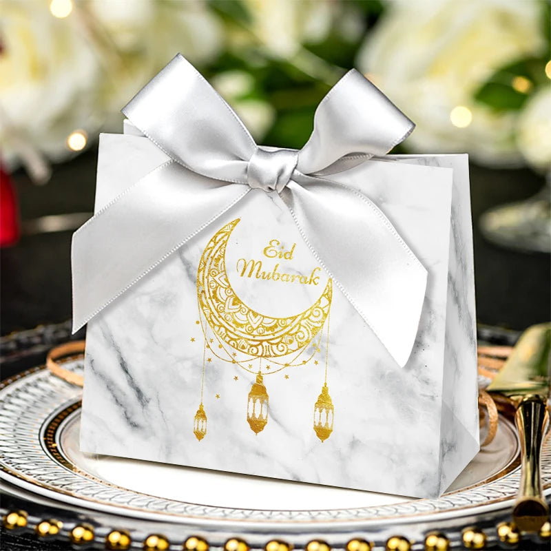 Eid Mubarak Candy Box Set Paper Packaging Gift Bag Party Favor Ramadan Gift Box Muslim Islamic Party Supplies Kareem Decoration