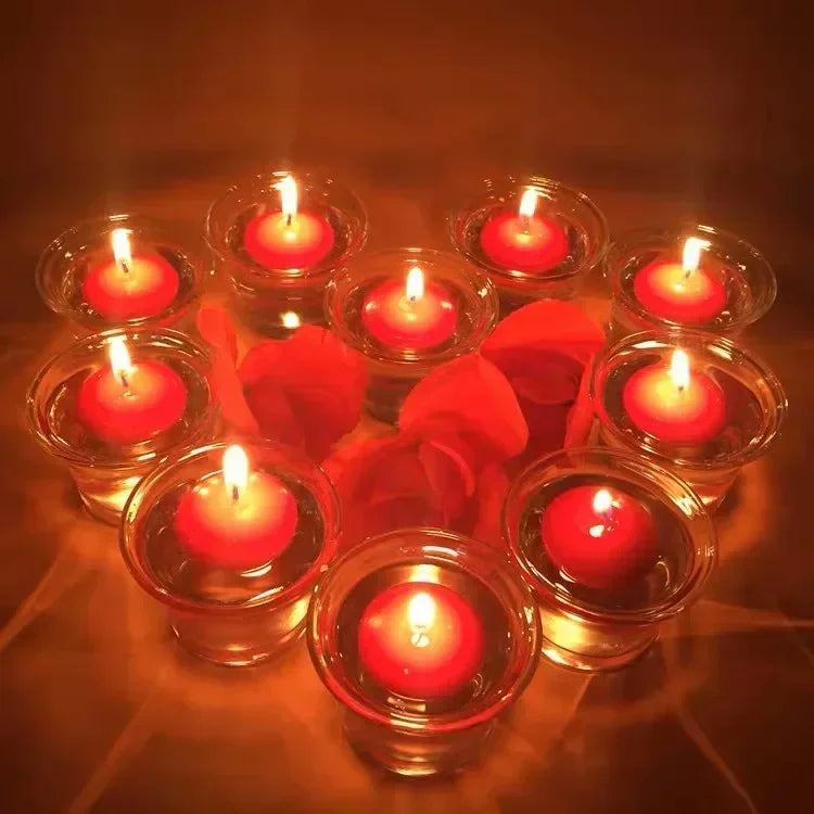 20Pcs Floating Candles Smokeless Candles Valentine Day Romantic Candlelight Atmosphere Birthday Party Wedding Decoration