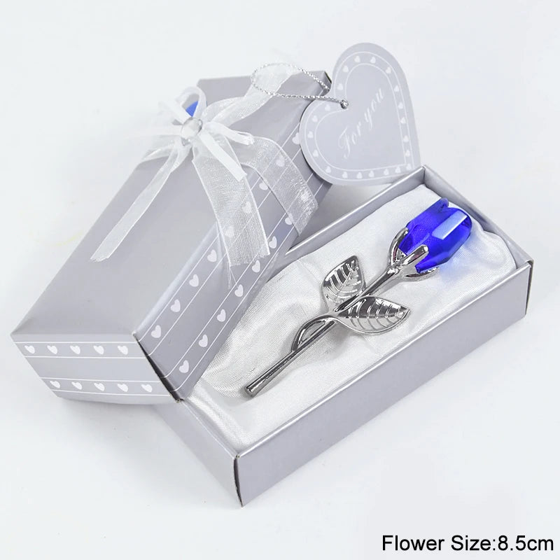 Valentines Day Gift I Love You Crystal Bear Artificial Rose Flowers Teacher Mothers Day Wedding Birthday Party Gifts for Guests