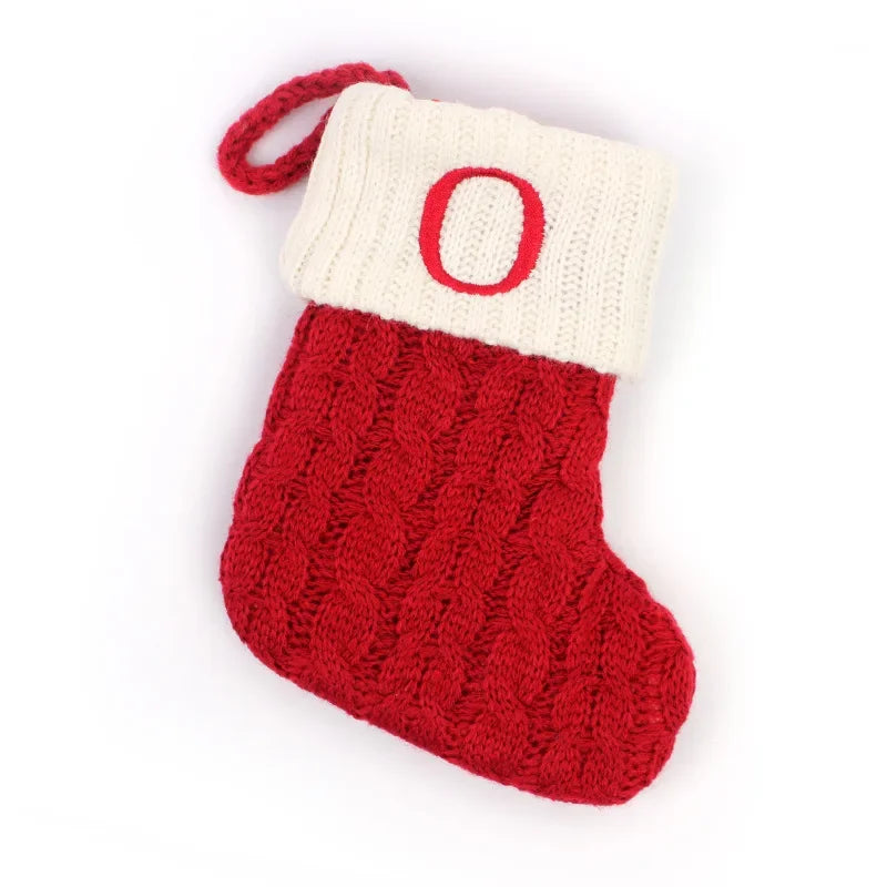 Merry Christmas Socks Red Snowflake Alphabet Letters Christmas Stocking Christmas Tree Pendant Decorations for Home Xmas Gift