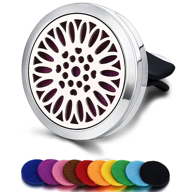 Refillable Car Air Freshener Smell Perfume Diffuser Clip Auto Vent Essential Oil Stainless Steel Locket Interior Accessories
