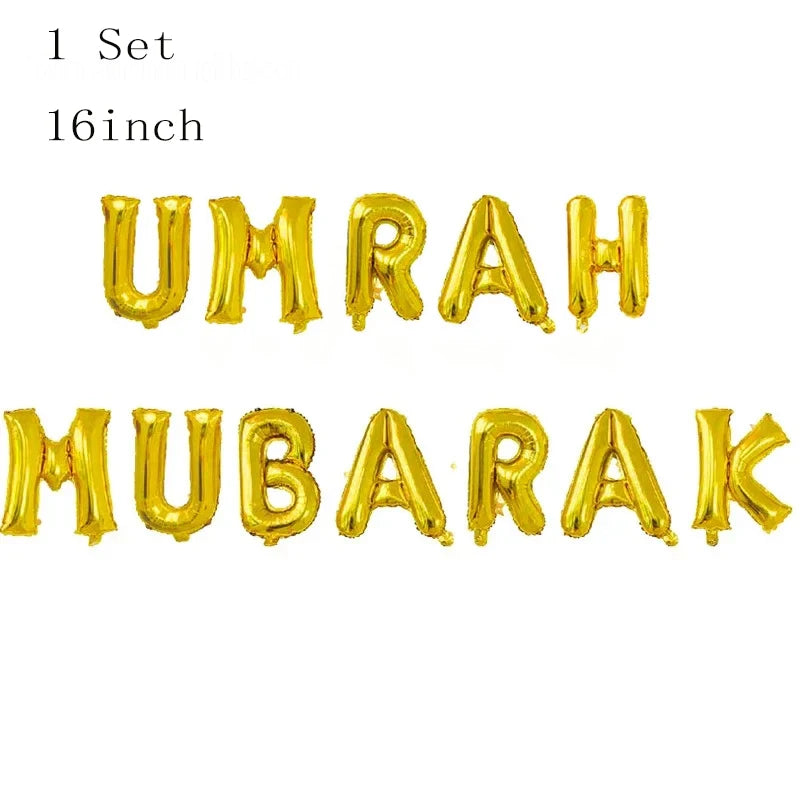 1Set Eid/Hajj Mubarak Latex Balloon Ramadan Kareem Decor Umrah Mubarak Muslim Islamic Hajj Festival Party Supplies 2025