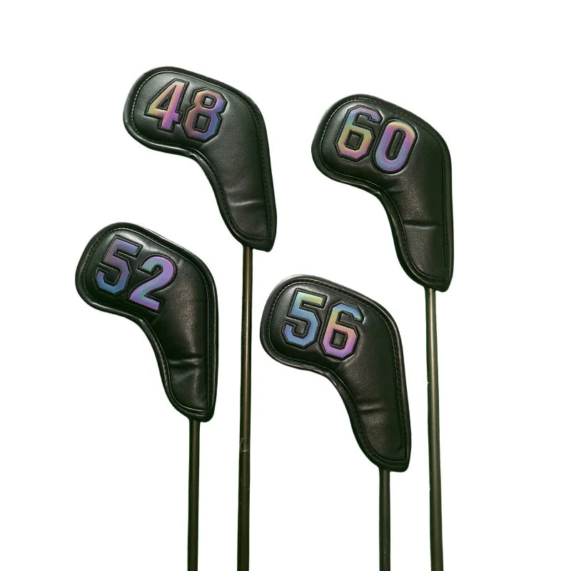 Golf Iron Club Head Cover Headcovers for Sand Wedges Big Number Long Neck Black/White Pu Leather 48 50 52 54 56 58 60 Degree