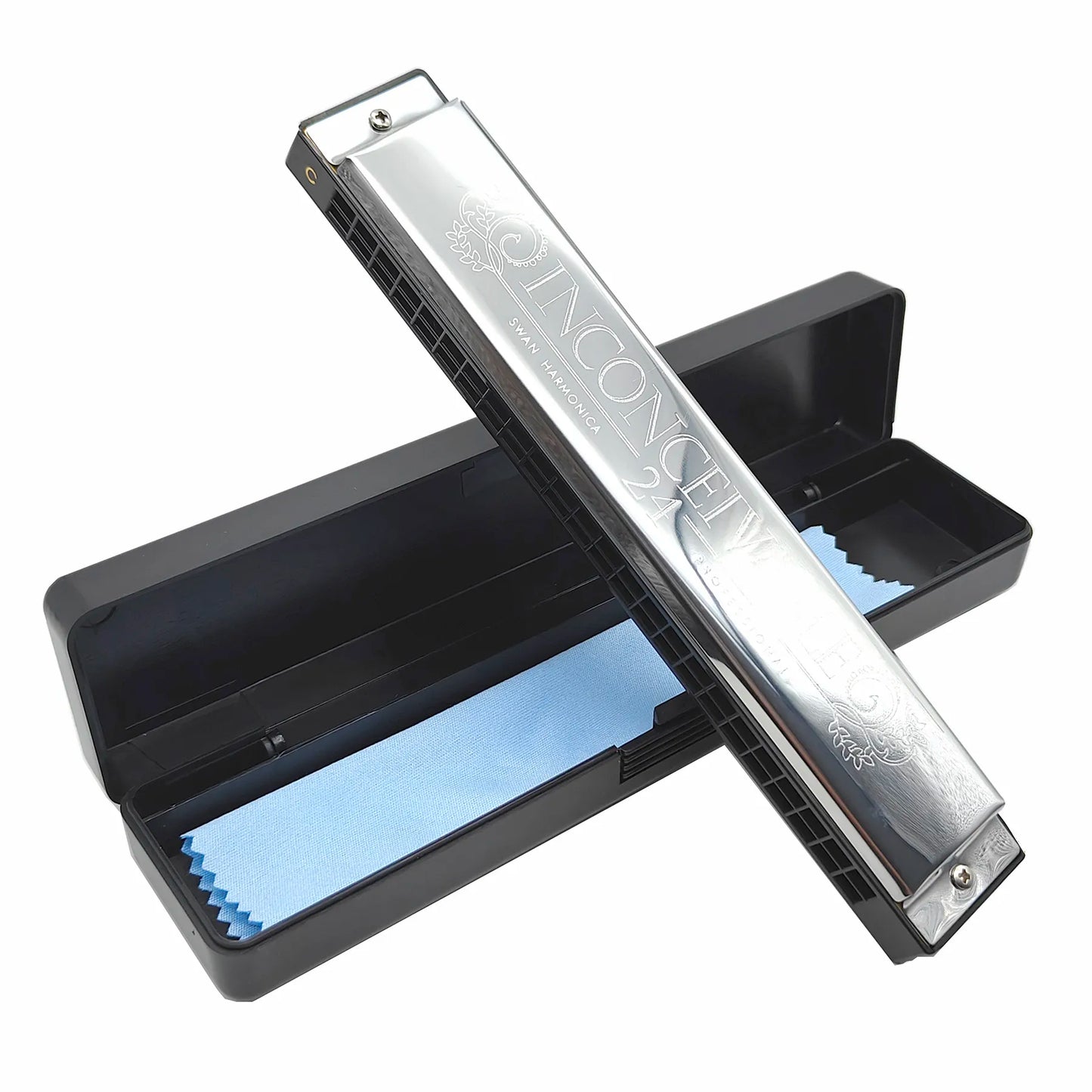 Swan Harmonica 24 Hole Polyphonic Harmonica C Key a/B/D/E/F/G/a #/C #/D #/F #/G # Professional Tremolo Harmonica for Beginners