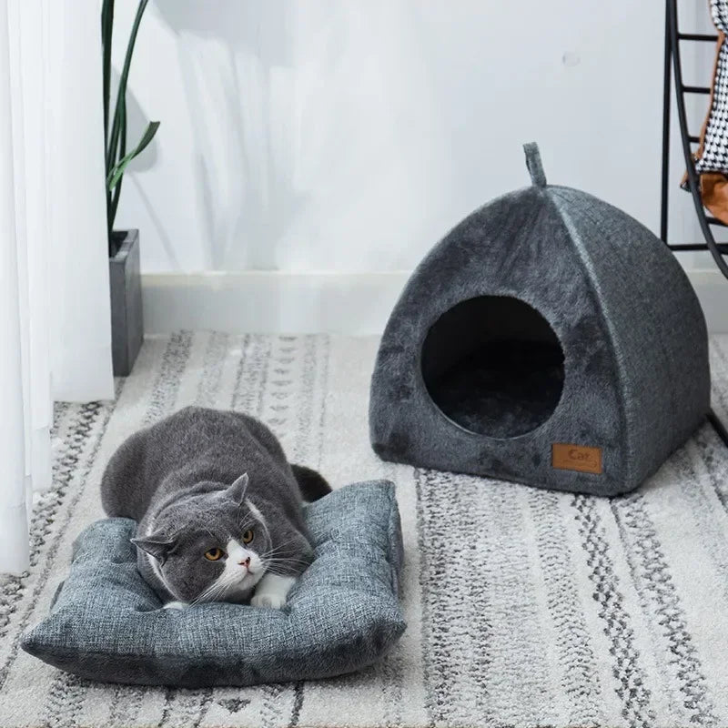 New Triangle Cat Nest Closed Cats House Pet Nest Warm and Thickened Deep Sleep Dog Nest Pet Supplies Closed Cat Tents Cat Bed