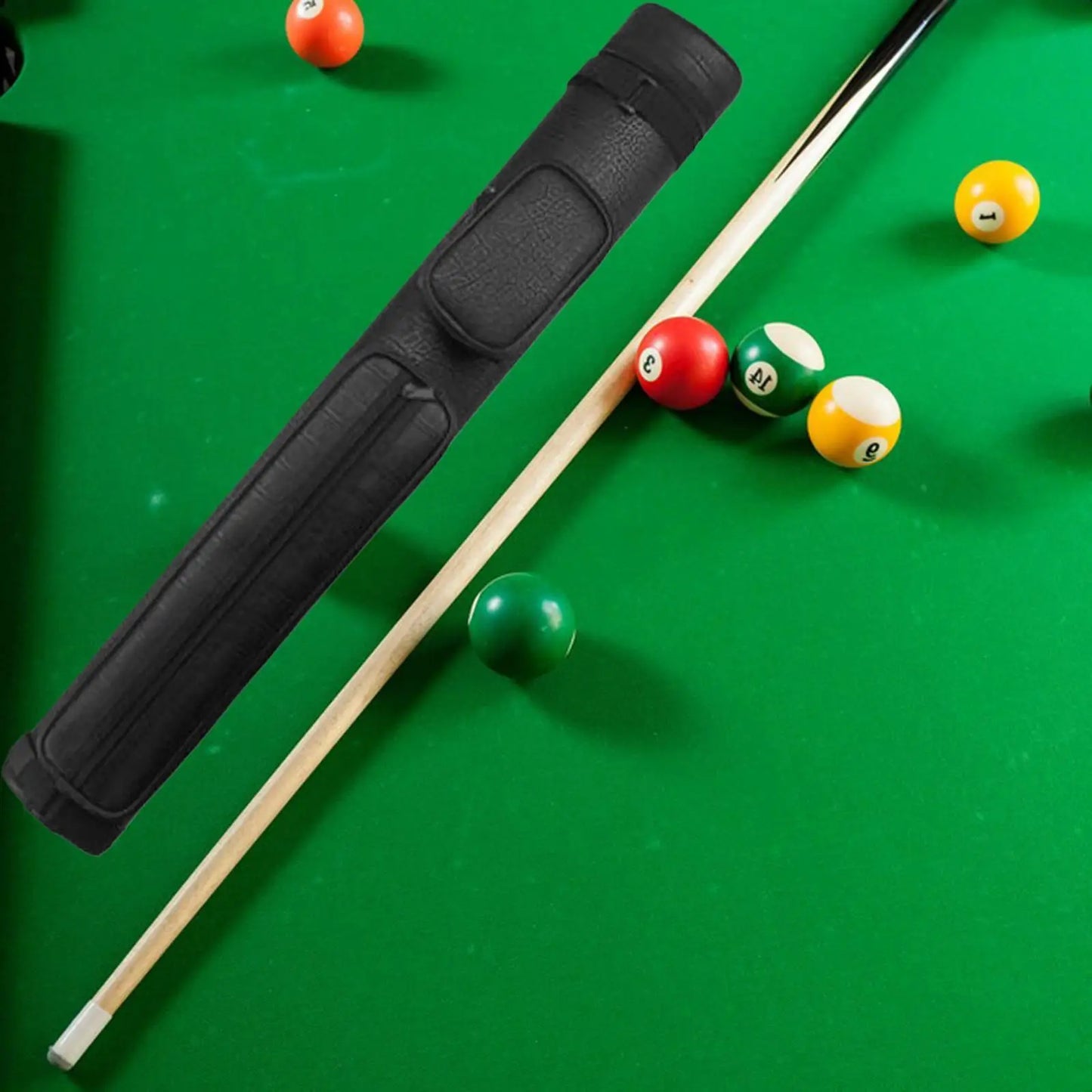 Billiard Pool Cue Bag 4 Holes Carrying Case Pouch for Billiard Stick Rod Black Pattern