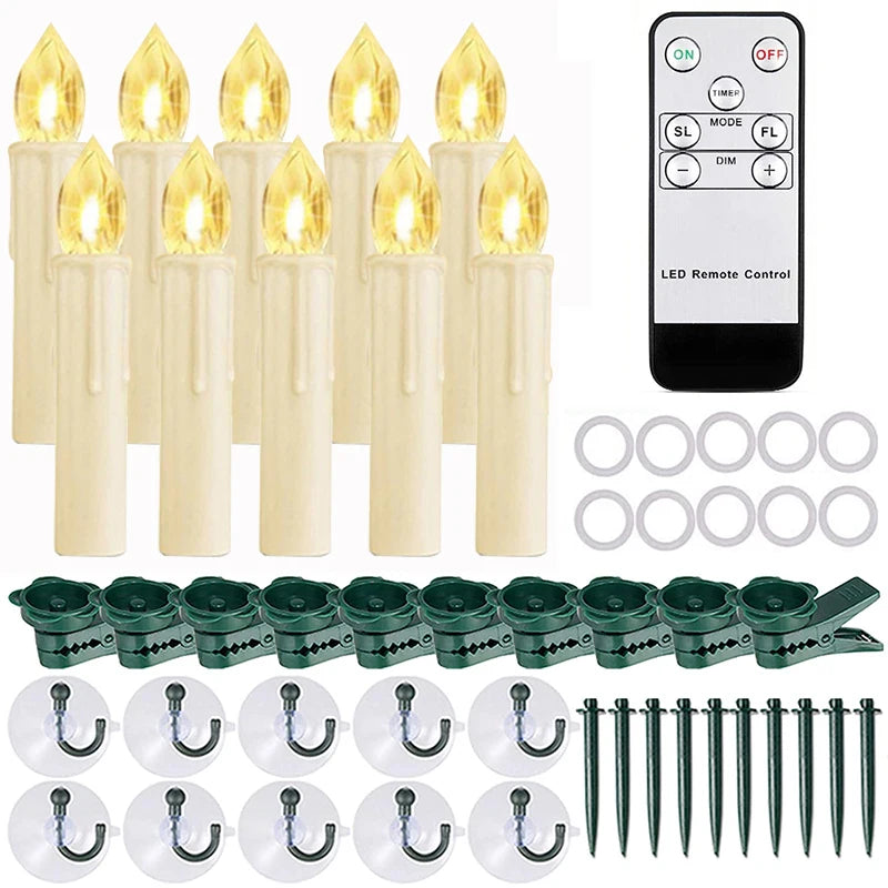 10/20/30/40pcs Candle Light Timer Remote Home Decor Artificial Flameless Led Candle Lamps Waterproof Christmas Candles Wholesale
