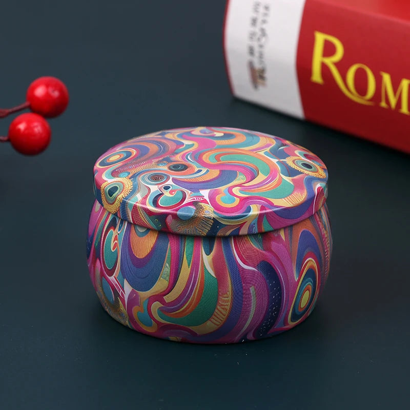 1PC Vintage Candle Tin Can Candy Cookie Storage Box Dry Spice Storage Jar Suitable DIY Candle Cosmetic Ointment Making Christmas