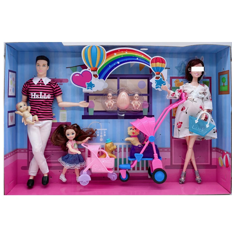 Newest Handmade Doll Accessories Baby Dolls Pregnant Mom Lady Father Dad Ken for Barbie Game Christmas Birthday Present Gift