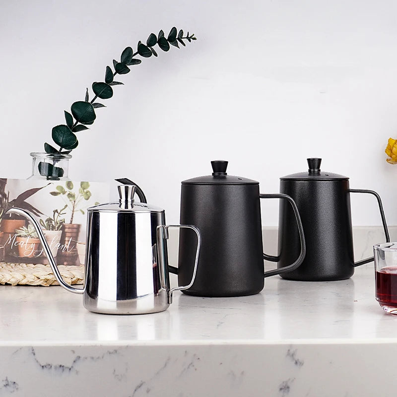 350ml 600ml Drip Kettle Coffee Tea Pot Non-Stick Coating Food Grade Stainless Steel Gooseneck Drip Kettle Swan Neck Thin Mouth