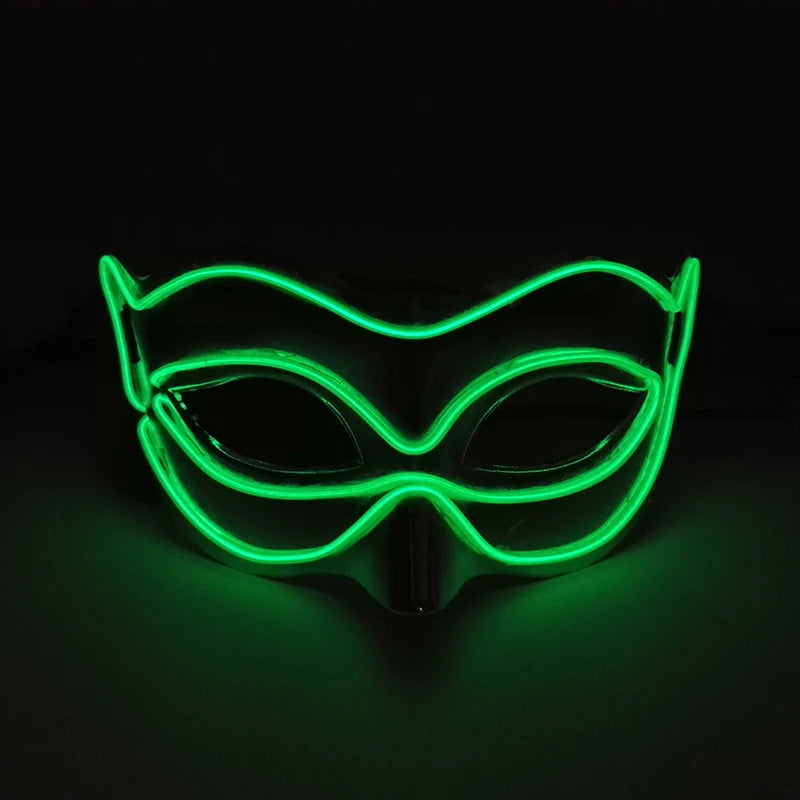 Halloween 10 Colors LED Neon El Wire Mask Cosplay Luminous Fox Mask Dance Party Dress Accessories