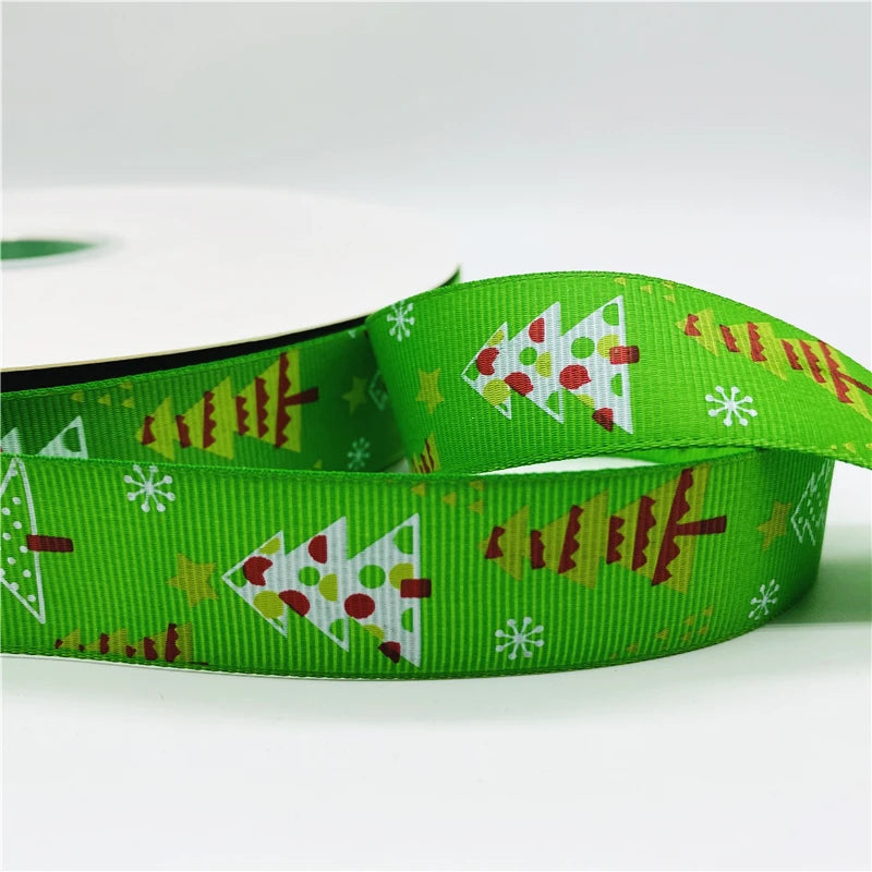 5yards/Lot 25mm Christmas Decor Grosgrain Ribbon Printed Christmas Ribbon for Handmade Design Christmas Decoration Sewing Fabric