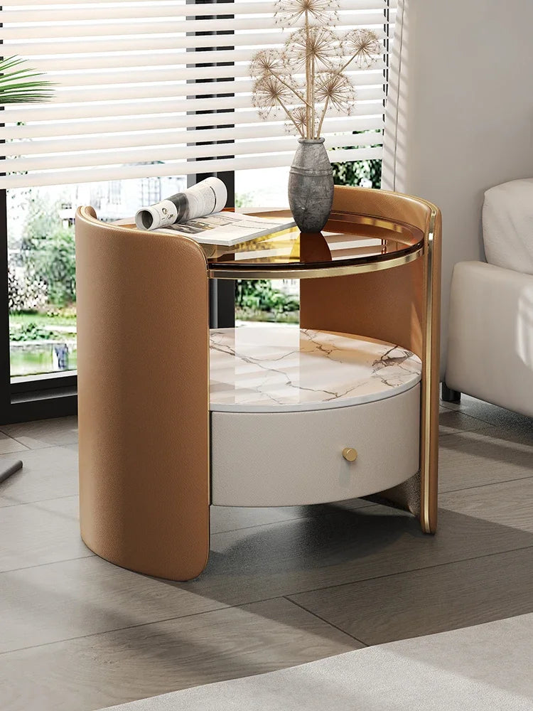 Luxury Nordic Nightstands Aesthetic Unique Storage Round Bedside Tables Bedroom Glass Nachtkastje Bedroom Furniture
