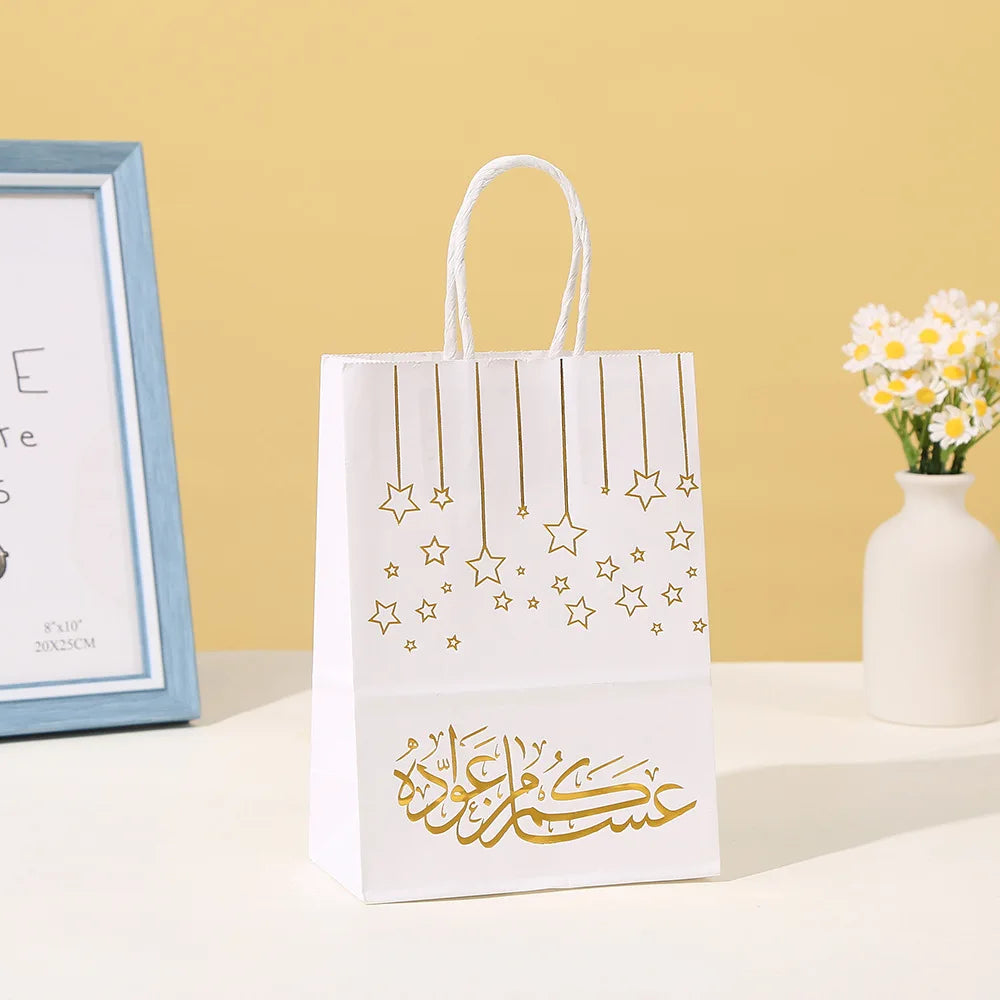 5/10pcs Ramadan Candy Bags Eid Mubarak Star Gift Bags Ramadan Kareem Eid Al-Adha Party Decorations Cookies Biscuit Treat Bags