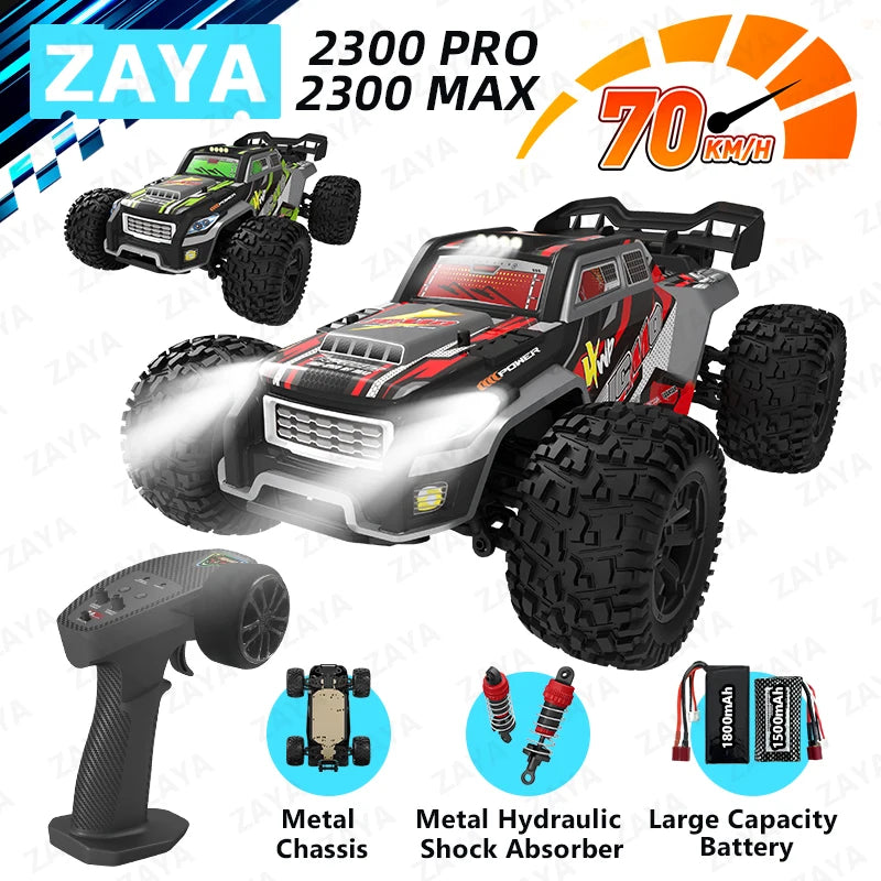 1:16 70km/H or 50km/H 4WD RC Car With LED Remote Control Cars High Speed Drift Monster 4x4 Truck for Kids Toy 2300PRO 2300MAX