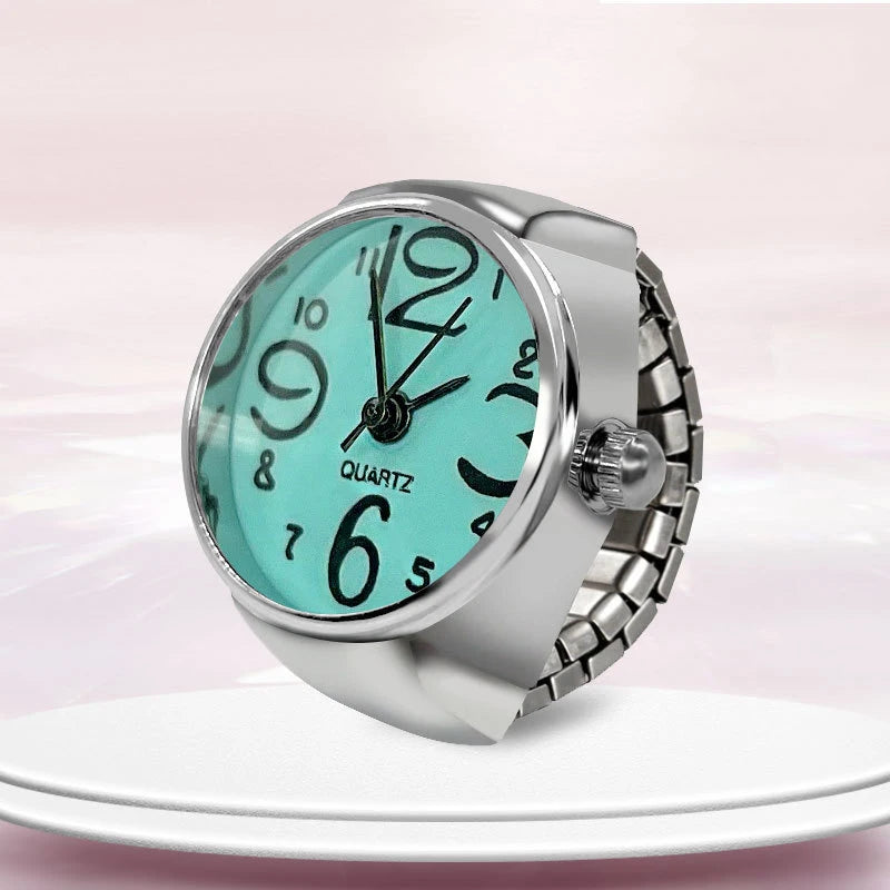 Steel Fun Vintage Punk Quartz Finger Pocket Watch Ring for Women Men Goth Clock Rings Digital Watch Elastic Stretchy Rings Gifts