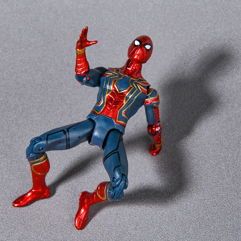 Spiderman Anime Figure Toys Children Cartoon Movie Spider-Man Ironman Hulk Luminous Figure Model Dolls PVC Kids Gift