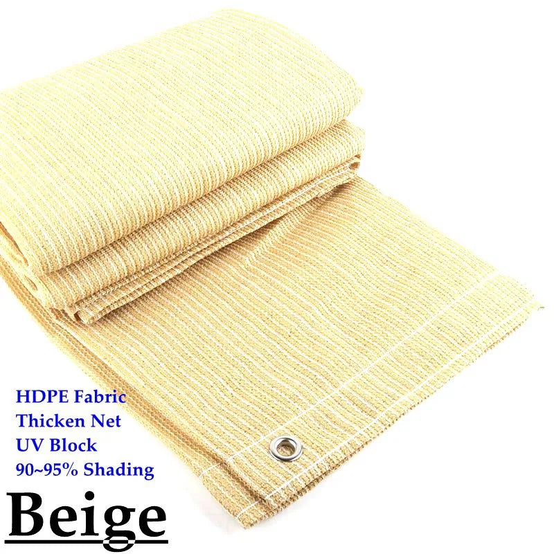 Thicken Beige Anti-Uv HDPE Sun Shade Net Plants Cover Net Garden Fence Decoration Balcony Wind Barrier Safety Privacy Screen Net