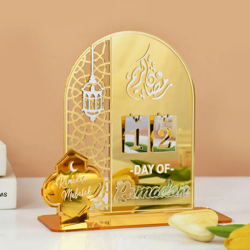 Acrylic Ramadan Countdown Calendar Gifts Day of Ramadan Calendar With Replacing Number 2024 Eid Mubarak Home Decoration Ornament