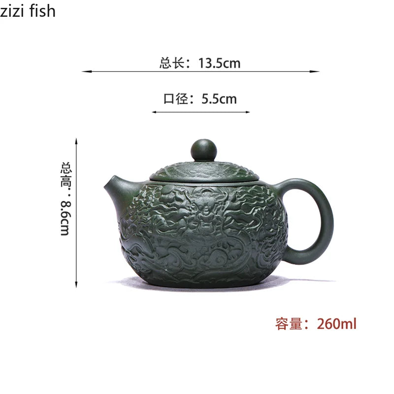 260ml Handmade Teapot Green Tea Pot Yixing Purple Clay Teapots Teaware Coffee Table Tea Making Tools Tea Maker Tea Kettle Gift
