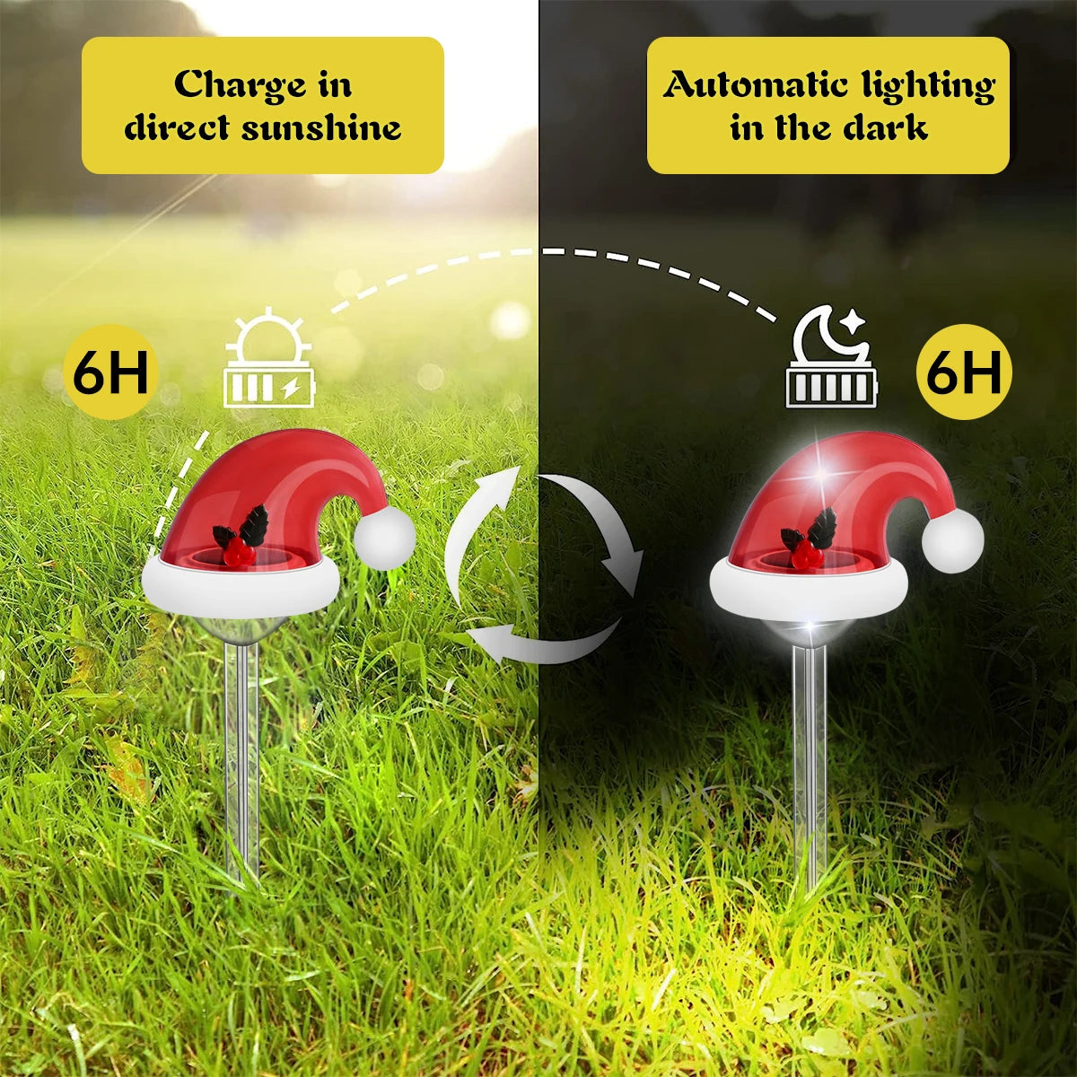 Christmas Decorations Outdoor Waterproof Solar Christmas Garden Stakes Solar Christmas Pathway Lights for Yard Lawn Path Xmas