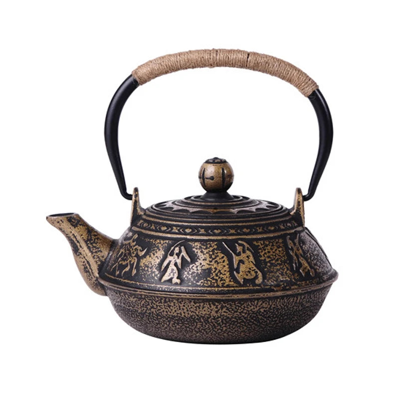900ML Japanese Style Cast Iron Teapot With Stainless Steel Infuser Strainer Plum Blossom Cast Iron Tea Kettle for Boiling Water