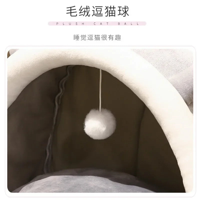 Cat Bed House Kennel Nest Round Pets Sleeping Cave Kitten Beds Pet Basket Cozy Kitten Lounger Cushion Cat House Tent Dog House