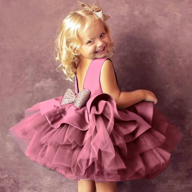 Kids Dress for Girls Christmas New Year Princess Eleagnt Party Tutu Prom Dresses Children Wedding Evening Bowknot Gown 1-5 Years