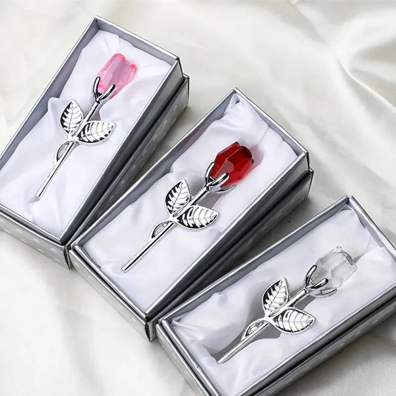 Valentines Day Gift I Love You Crystal Bear Artificial Rose Flowers Teacher Mothers Day Wedding Birthday Party Gifts for Guests