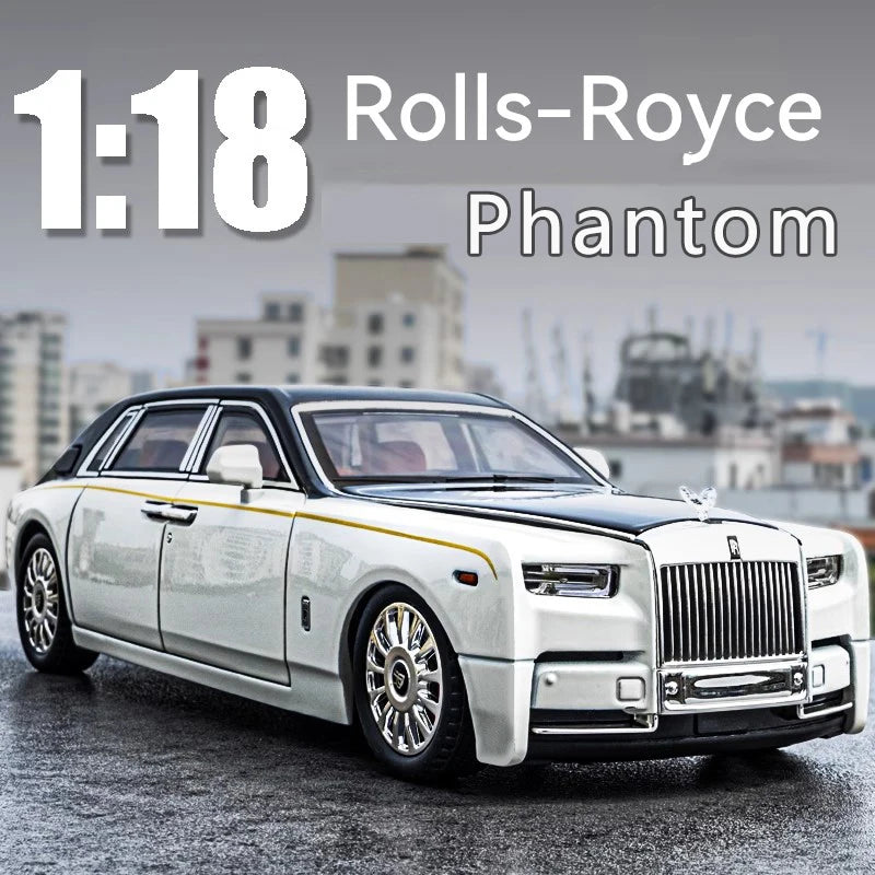 1:18 Rolls-Royce Phantom Alloy Car Model Simulation Sound and Light Pull Back Toy Car Luxury Car Boys Collection Ornaments Gift