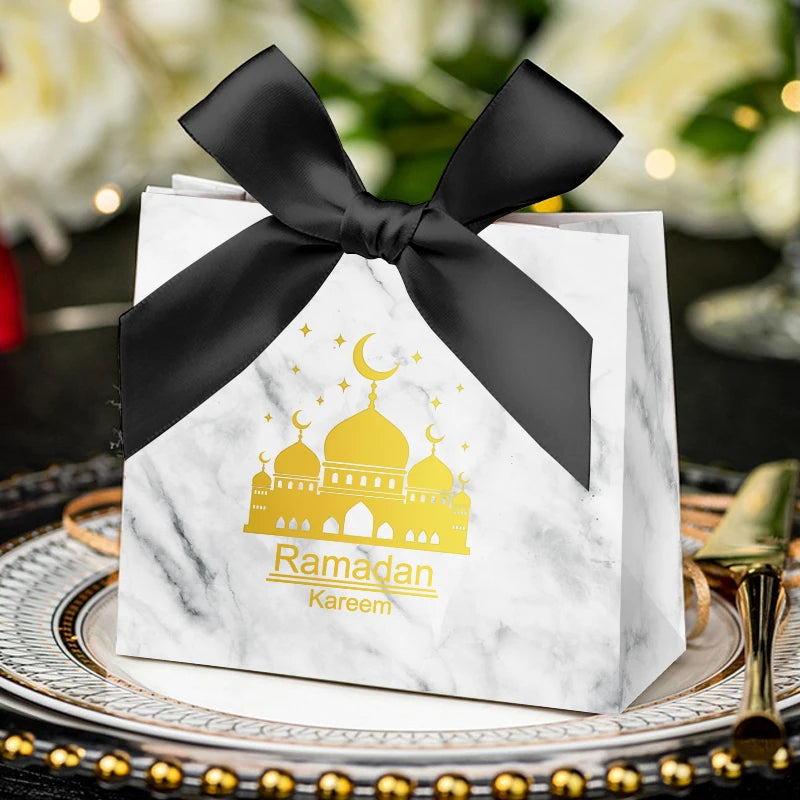 Eid Mubarak Candy Box Set Paper Packaging Gift Bag Party Favor Ramadan Gift Box Muslim Islamic Party Supplies Kareem Decoration