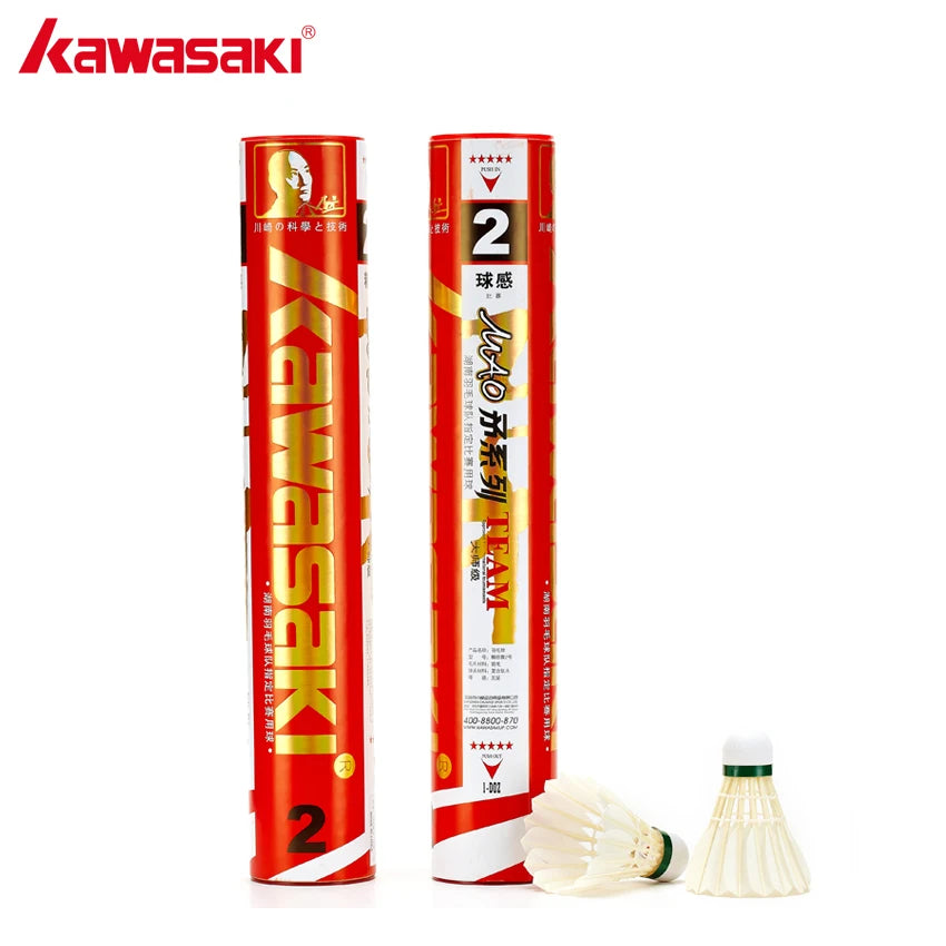 12Pcs Kawasaki Tournament Shuttlecock White Goose Feather Professional Badminton Ball Durable Speed 76 77