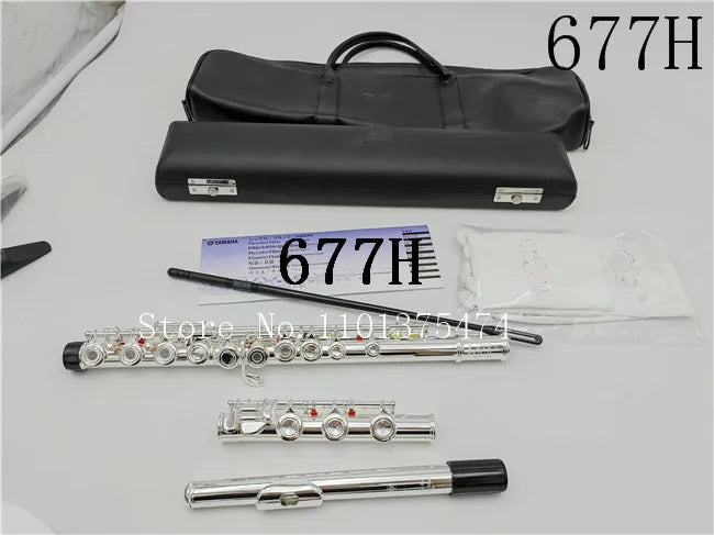 Flute Professional Cupronickel Opening C Key 17 Hole 677H Flute Silver Plated Musical Instruments With Case and Accessories