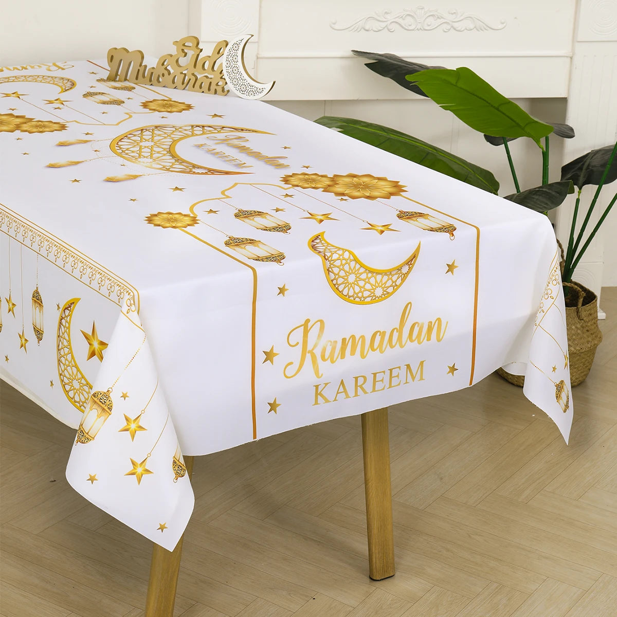 Eid Mubarak Tablecloths Ramadan Decoration for Home 2024 Islamic Muslim Party Decor Ramadan Tableware Supplies Eid Al Adha Gift