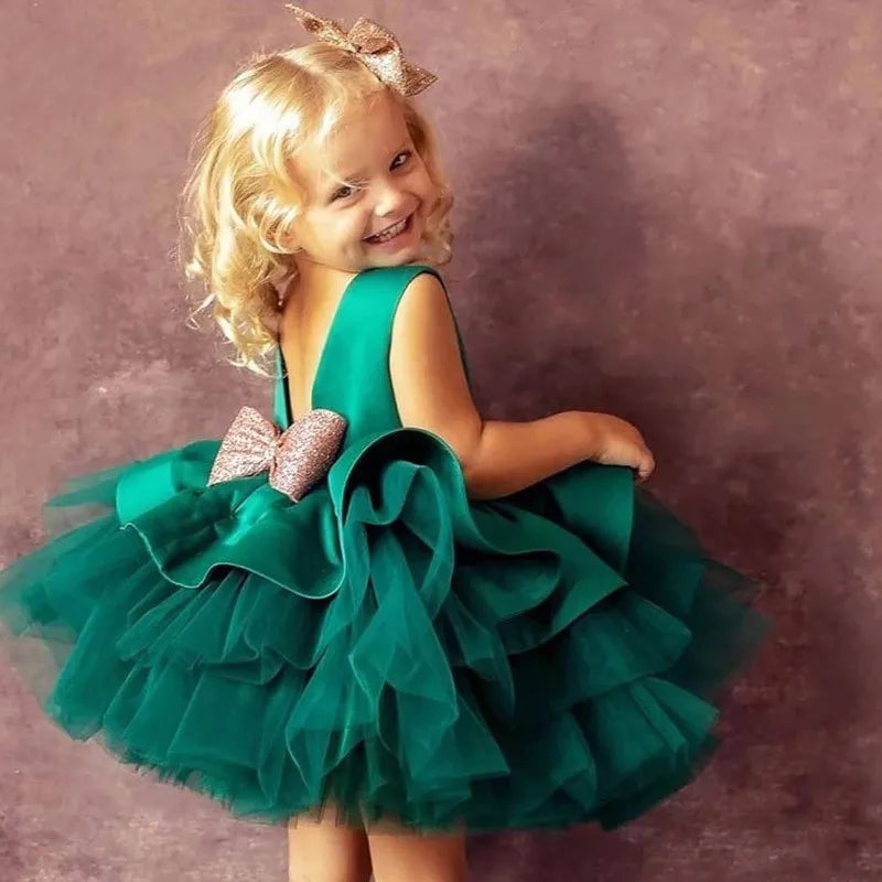 Kids Dress for Girls Christmas New Year Princess Eleagnt Party Tutu Prom Dresses Children Wedding Evening Bowknot Gown 1-5 Years