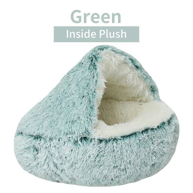 Winter Plush Pet Cat Bed Round Cat Cushion Cat House 2 in 1 Warm Cats Basket Pet Sleep Bag Kitten Nest Kennel for Small Dog Cats