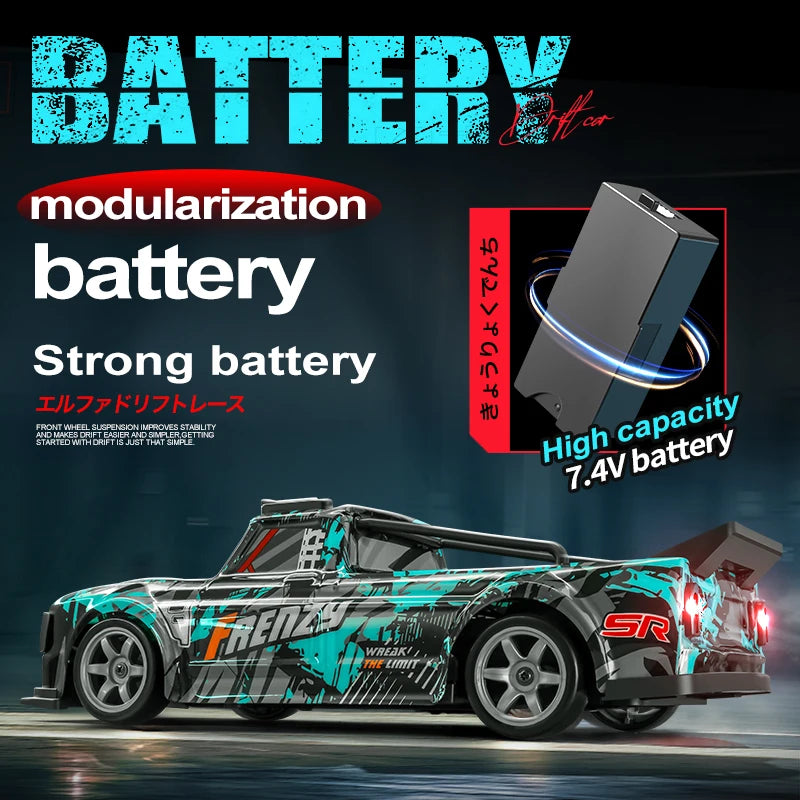 1:16 RC Four-Wheel Drive Drift Car Racing LED Lighting Competitive Remote Control High Speed Vehicle Tire Replace Kids Toys Boys