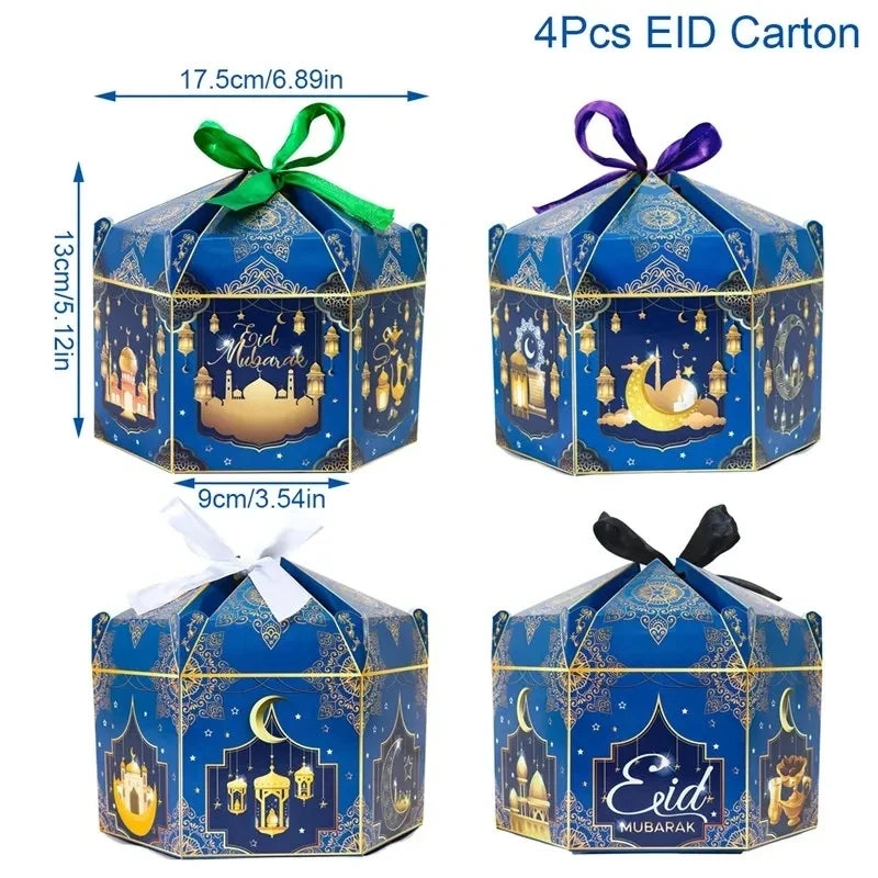 24Pcs Eid Mubarak Candy Gift Box Eid Black White Packaging Box Ramadan Decoration 2024 Islam Muslims Festive Party Supplies