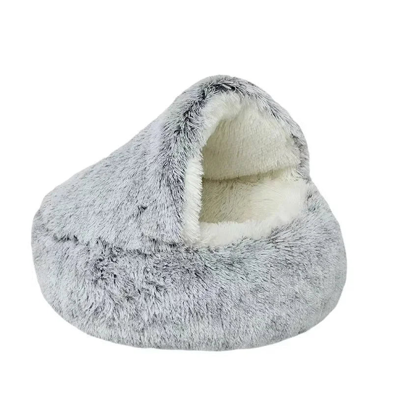 Cat Bed Four Seasons Warm Comfortable Pet Mattress Warm Soft Plush Pet Bed Semi-Enclosed Cat Nest Shell Style Nest Cat Sofa Bed